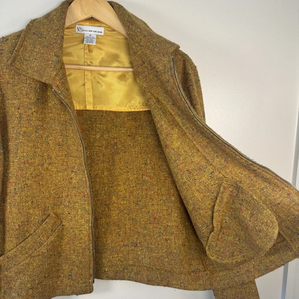 Vintage NY Jeans Tweed Blazer Jacket Women's Sz M (fits M‎ To L) Zip Up
